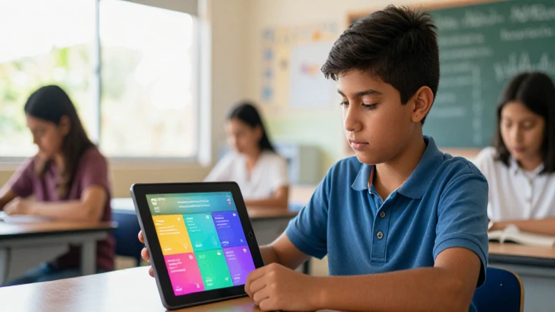 Estudiante mexicano aprende con tablet moderna