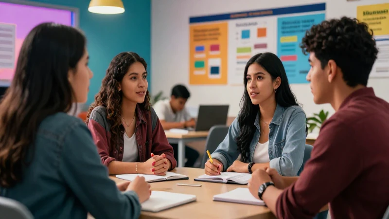 Estudiantes mexicanos estudian en un ambiente moderno