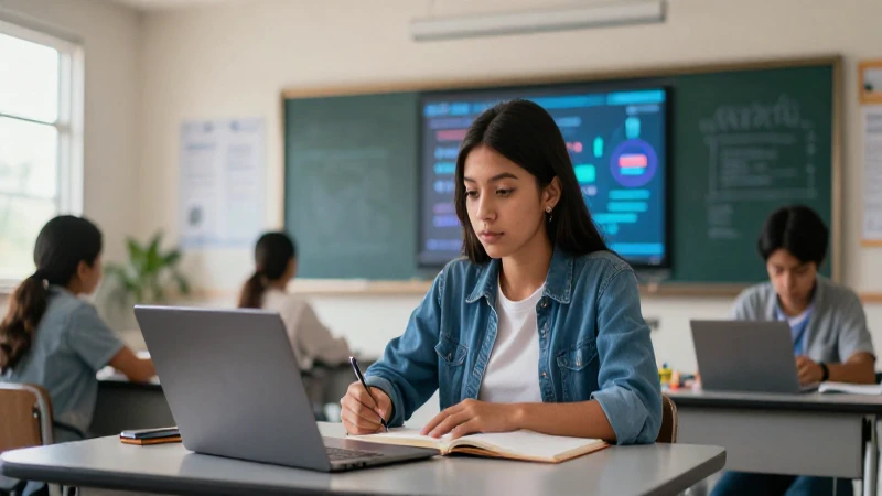 Estudiante mexicano aprendiendo en un entorno vibrante