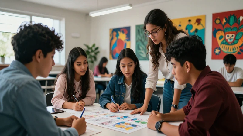 Estudiantes mexicanos colaboran en un proyecto moderno