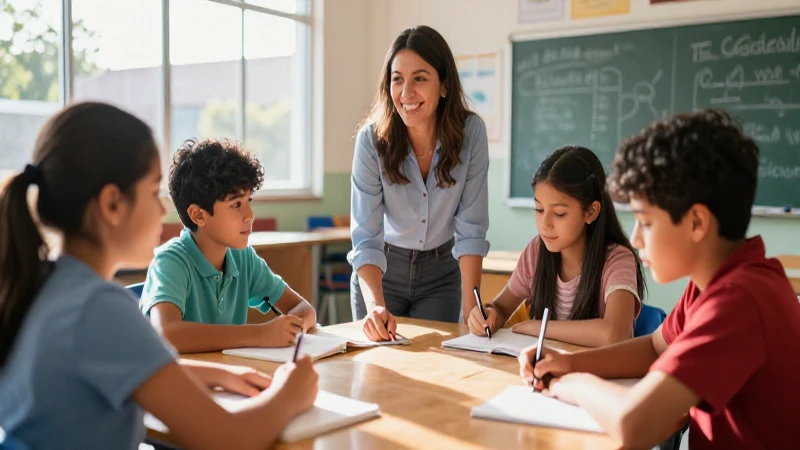 Clase moderna y vibrante con estudiantes mexicanos colaborando