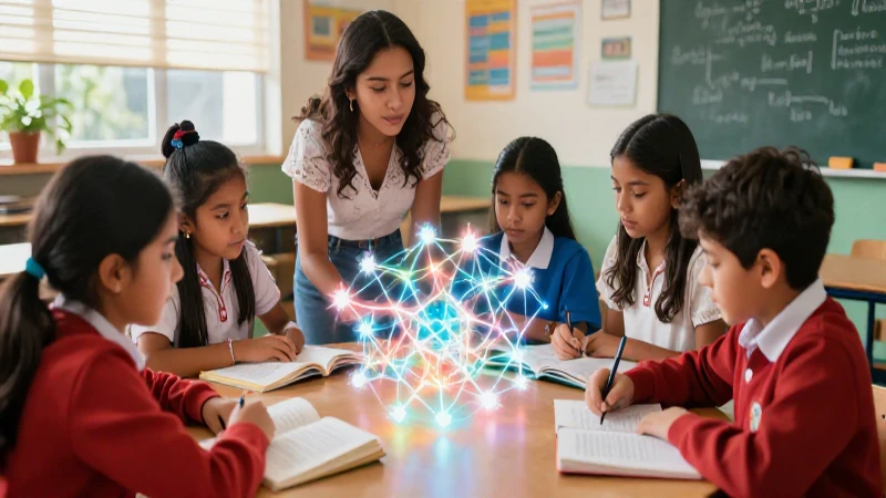 Estudiantes mexicanos aprenden con colaboración en un ambiente vibrante