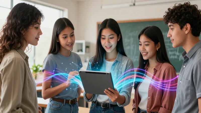 Estudiante mexicano usa tecnología en aula moderna