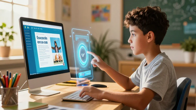 Estudiante aprende con educación digital en casa