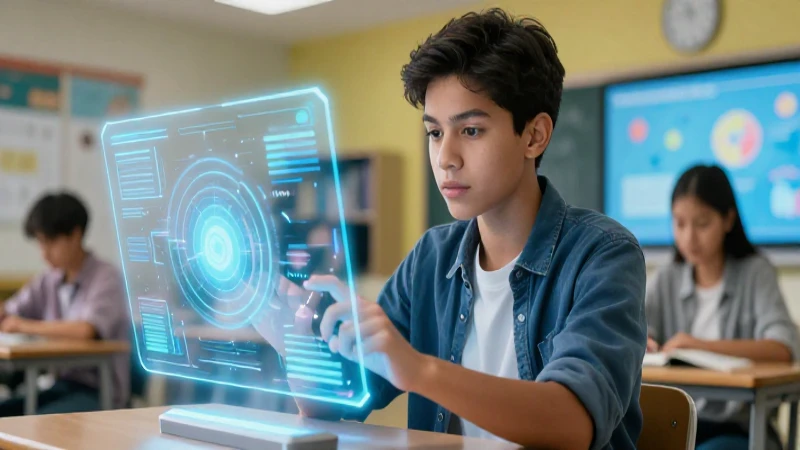 Estudiante mexicano aprende con holografía en aula moderna