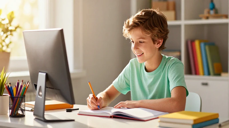 Aptus: Ingresa al Mundo de Aprendo en Casa Efectivamente 3 Estudiante feliz aprende en un ambiente moderno