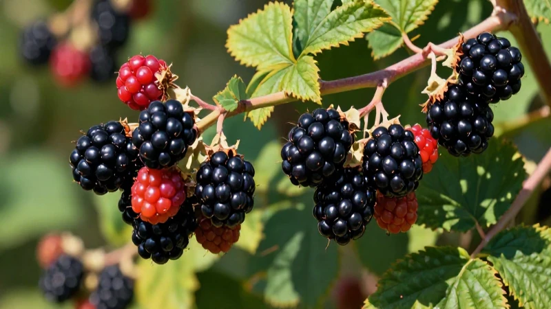 Arbusto de moras vibrantes en un primer plano dinámico