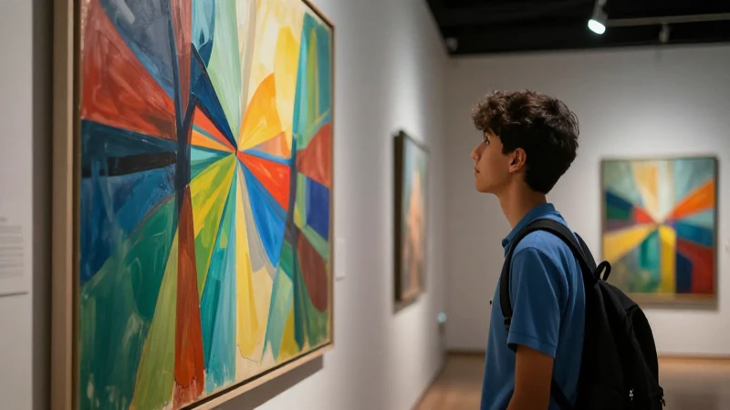 Estudiante mexicano admira arte moderno