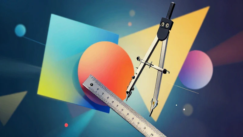 Portada dinámica de revista sobre geometría y precisión