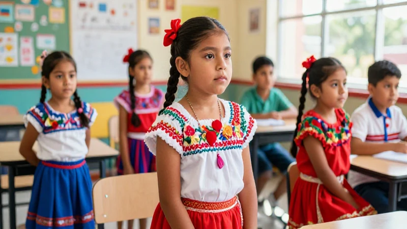 Niños mexicanos coloridos en aula moderna