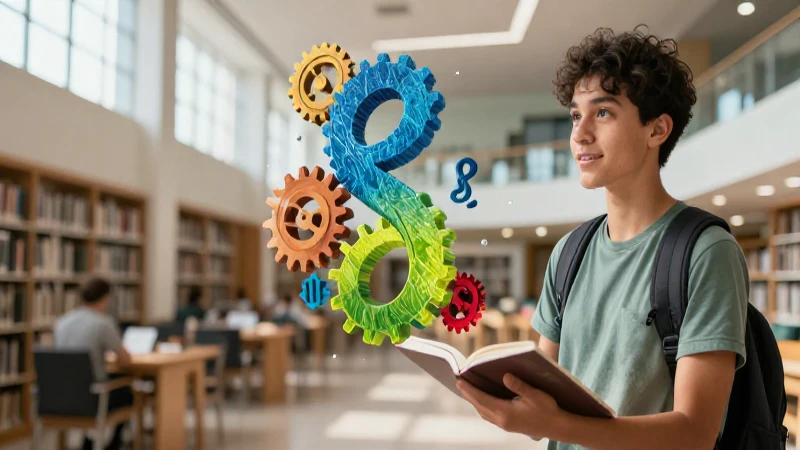 Estudiante enfocado en moderna librería dinámica