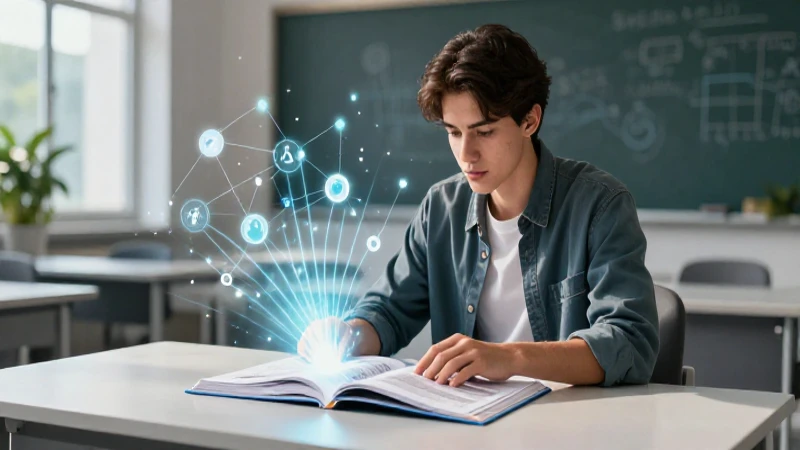 Joven docente enfocado en entorno académico moderno