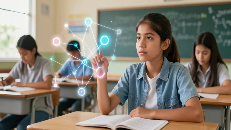 Joven estudiante aprende lógica en aula moderna