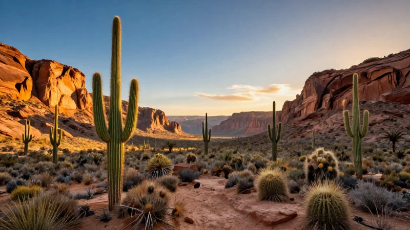 Paisaje desértico épico al atardecer