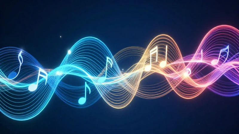 Armonía musical vibrante en fondo azul cinemático