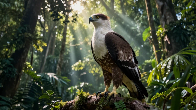 Águila de arpía majestuosa en selva tropical