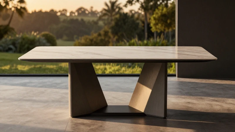 Elegante mesa moderna al atardecer