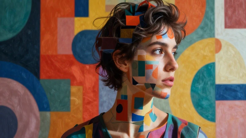 Aprende sobre el arte figurativo y abstracto: una fusión creativa 5 Arte: figura humana y patrones geométricos fusionados