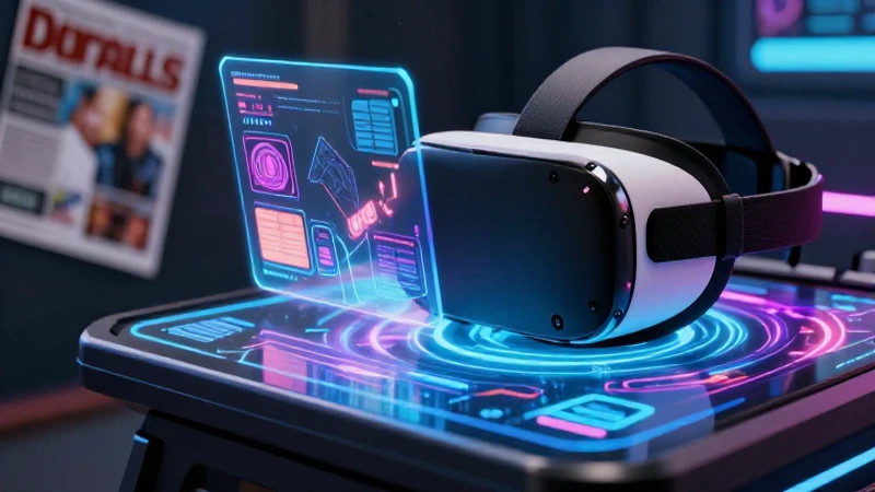 Consola futurista de realidad virtual con hologramas