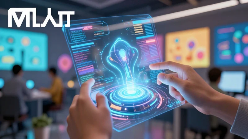 Arte tecnológico futurista interactuando con datos holográficos
