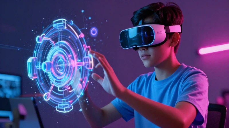 Estudiante mexicano con AR model futurista