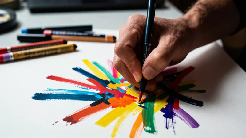 Manos vibrantes crean arte moderno y dinámico