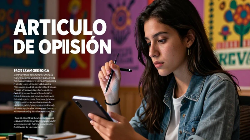Artículo de opinión: Ejemplos y tips para escribirlo 7 Joven escritor mexicano escribe en entorno vibrante