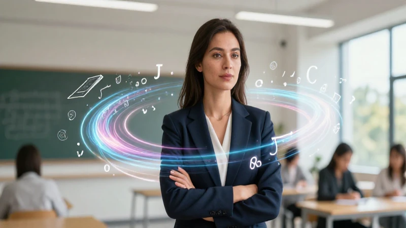 Artículos Indefinidos y Definidos: 50 Ejemplos Clave 7 Educadora profesional con símbolos luminosos brillantes