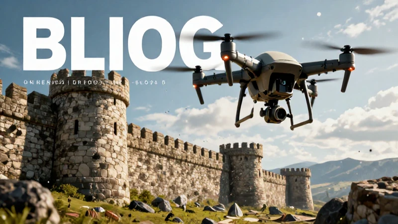 Dron moderno asediando fortaleza antigua