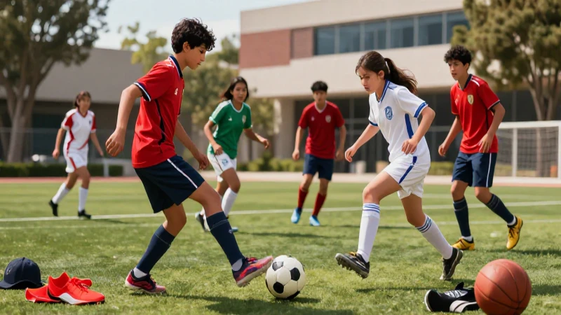 Asequibles: significado y concepto en el deporte explicado 5 Ilustración vibrante de estudiantes mexicanos deportistas
