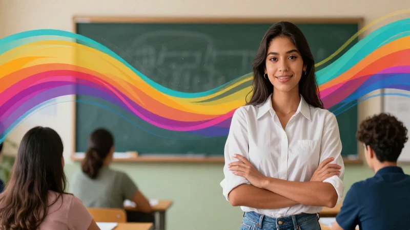 Joven mexicana asertiva en aula moderna