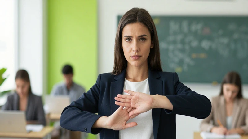 Mujer profesional asertiva en entorno educativo moderno