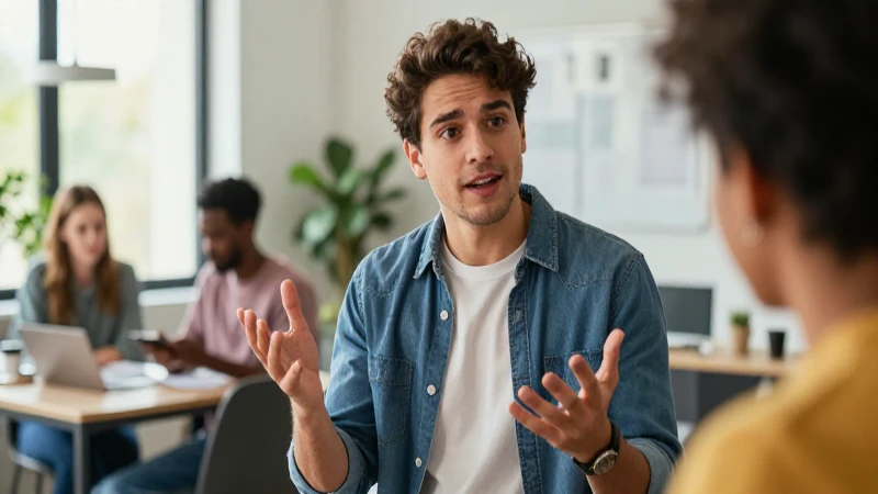 Joven seguro colaborando en espacio moderno