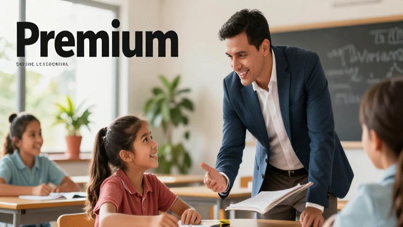 Mentor guía feliz en aula mexicana vibrante