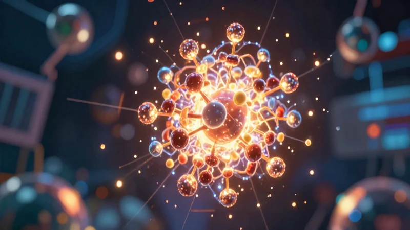 Energía vibrante de partículas en fondo académico