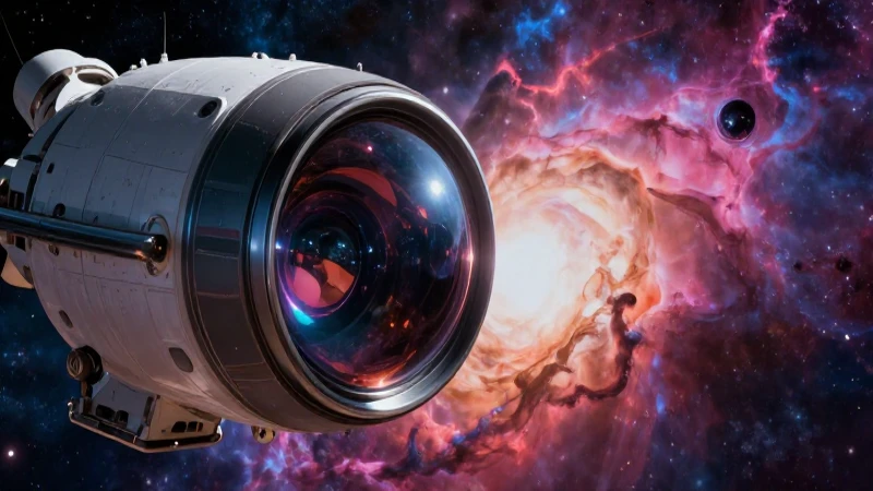 Nave espacial futurista contra nebulosa cósmica