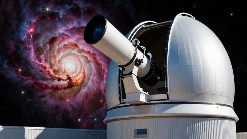 Observatorio moderno frente a vibrantes nebulosas cósmicas