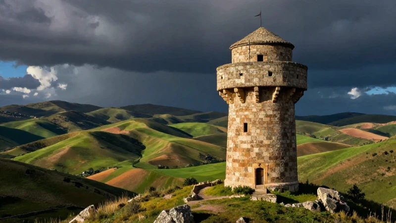 Torre de Valmojado en dramáticas colinas españolas