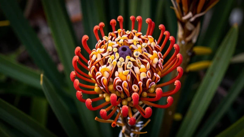 Flor austral vibrante en macro, detallada y con estilo