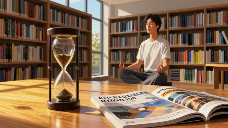 Académico medita en biblioteca dorada