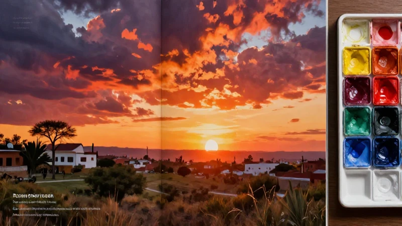 Atardecer mexicano vibrante con estética de magazine