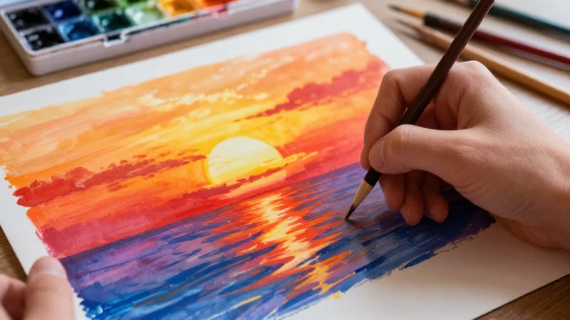 Crea arte con paletas de atardecer y acuarelas