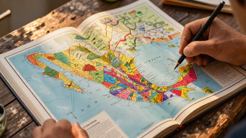 Conoce el Atlas de México con mapas detallados: tu guía completa 4 Mapa vintage de México en mesa, luz cálida y manos