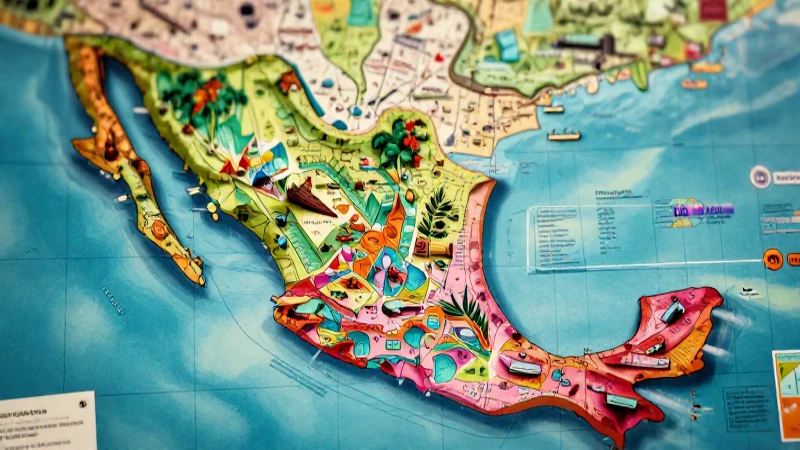 Mapa mexicano vintage con datos abstractos