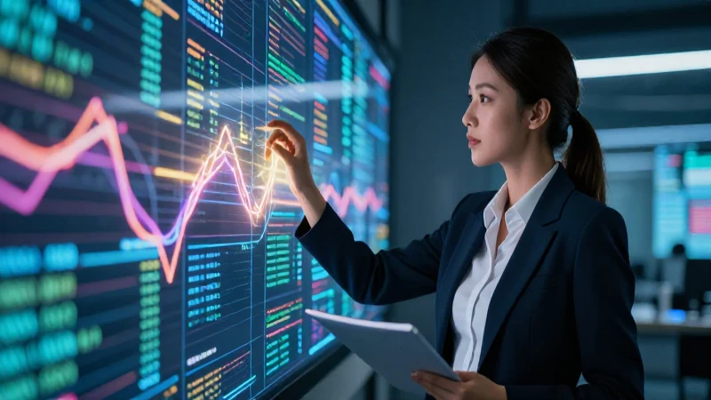 Auditor profesional analiza datos digitales futuristas