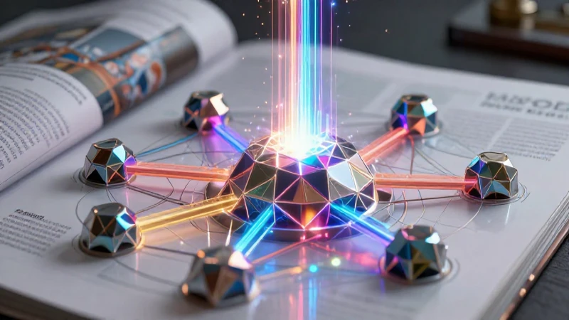 Ilustración geométrica simboliza crecimiento académico vibrante