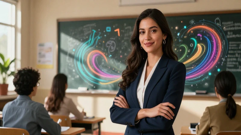 Joven educadora mexicana moderna ilustrada