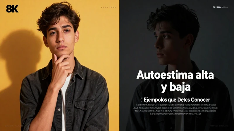 Retrato divido muestra autoalta y baja autoestima
