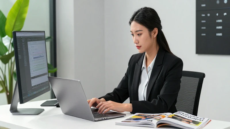 Asistente profesional en oficina minimalista, estilo moderno