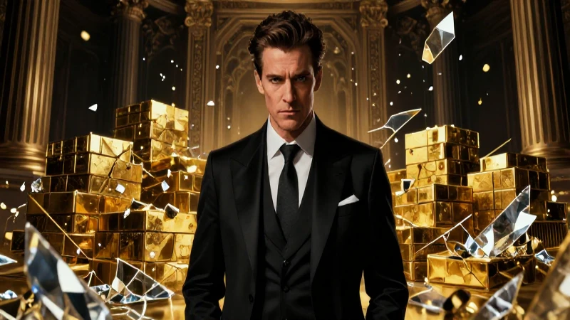 Retrato hiperrealista de hombre rico en opulencia